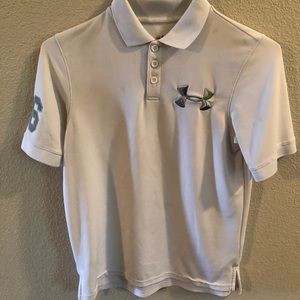 Boys white under armour golf polo YL